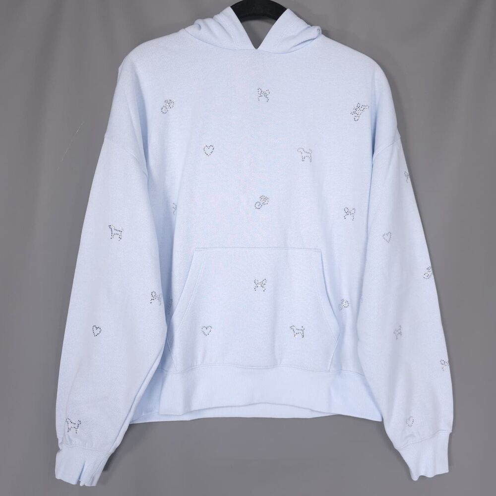 VICTORIA'S SECRET LOVESHACKFANCY Womens New Oversized Hoodie XS Sweatshirt Blue